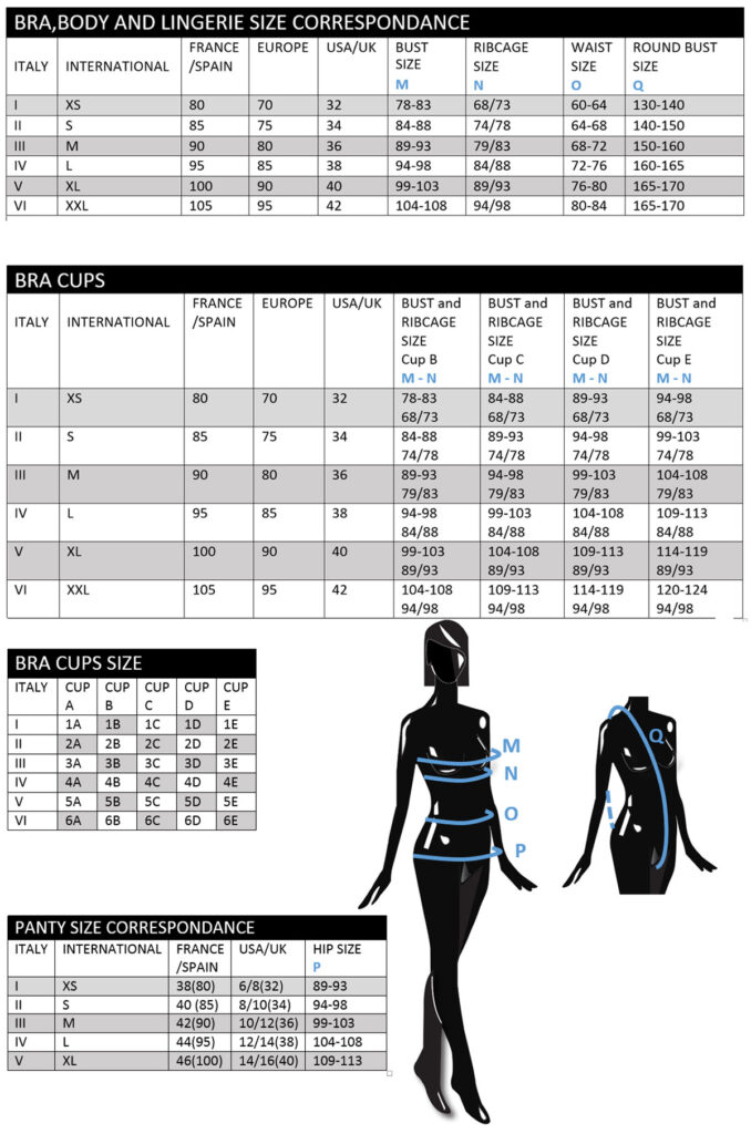 Size guide - Valery Lingerie